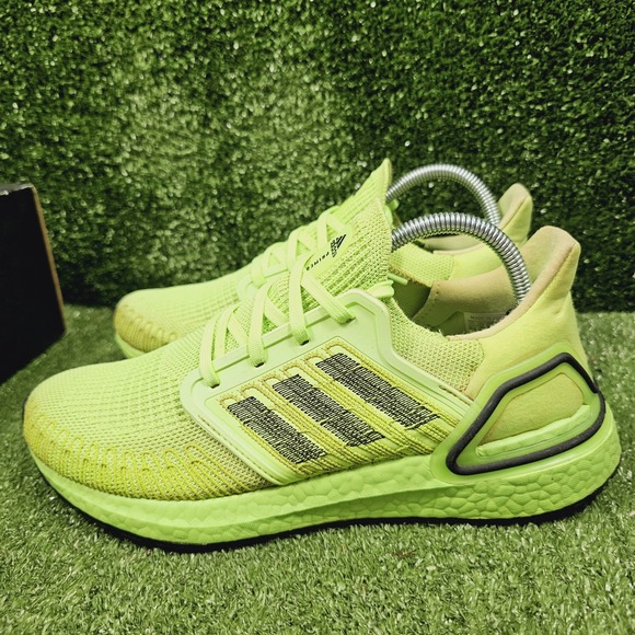 Adidas Ultraboost 20 Neon Signal Green Athletic Running Sneakers Mens 8.5 - Picture 3 of 8